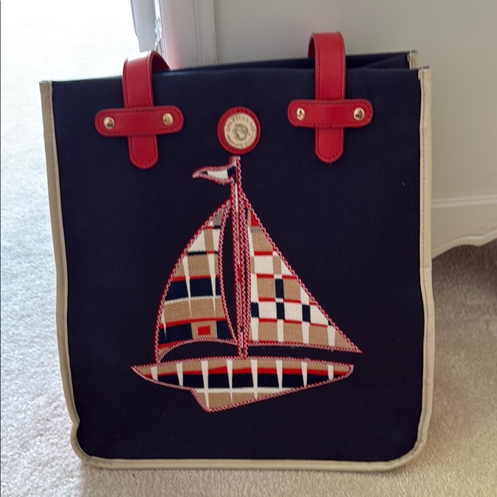 Spartina 449 Nautical Themed Tote Bag - Navy and Red